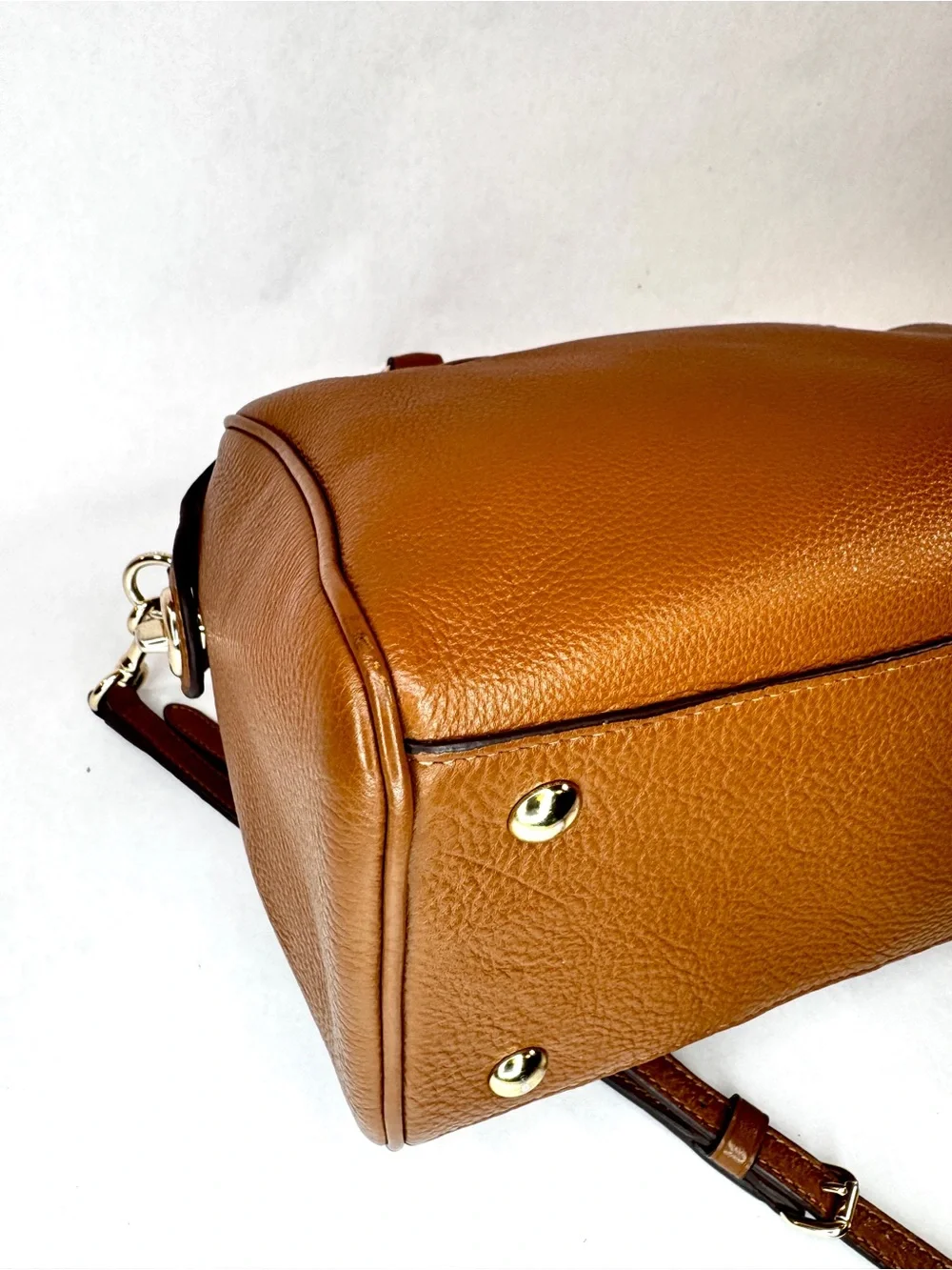 Coach Mini Bennett Satchel F36677 Pebbled Leather Saddle Brown Crossbody Bag